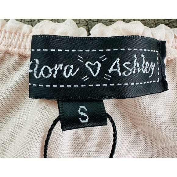 FLORA ASHLEY Womens S Pale Pink NWT Off-Shoulder Blouse Embroidered Bell Sleeves - Picture 5 of 11